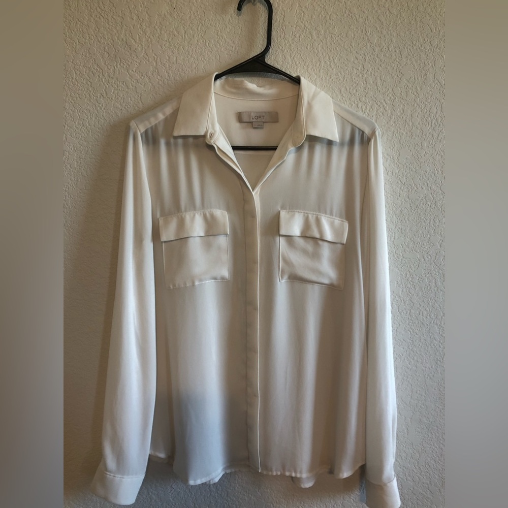 Loft white blouse, size S